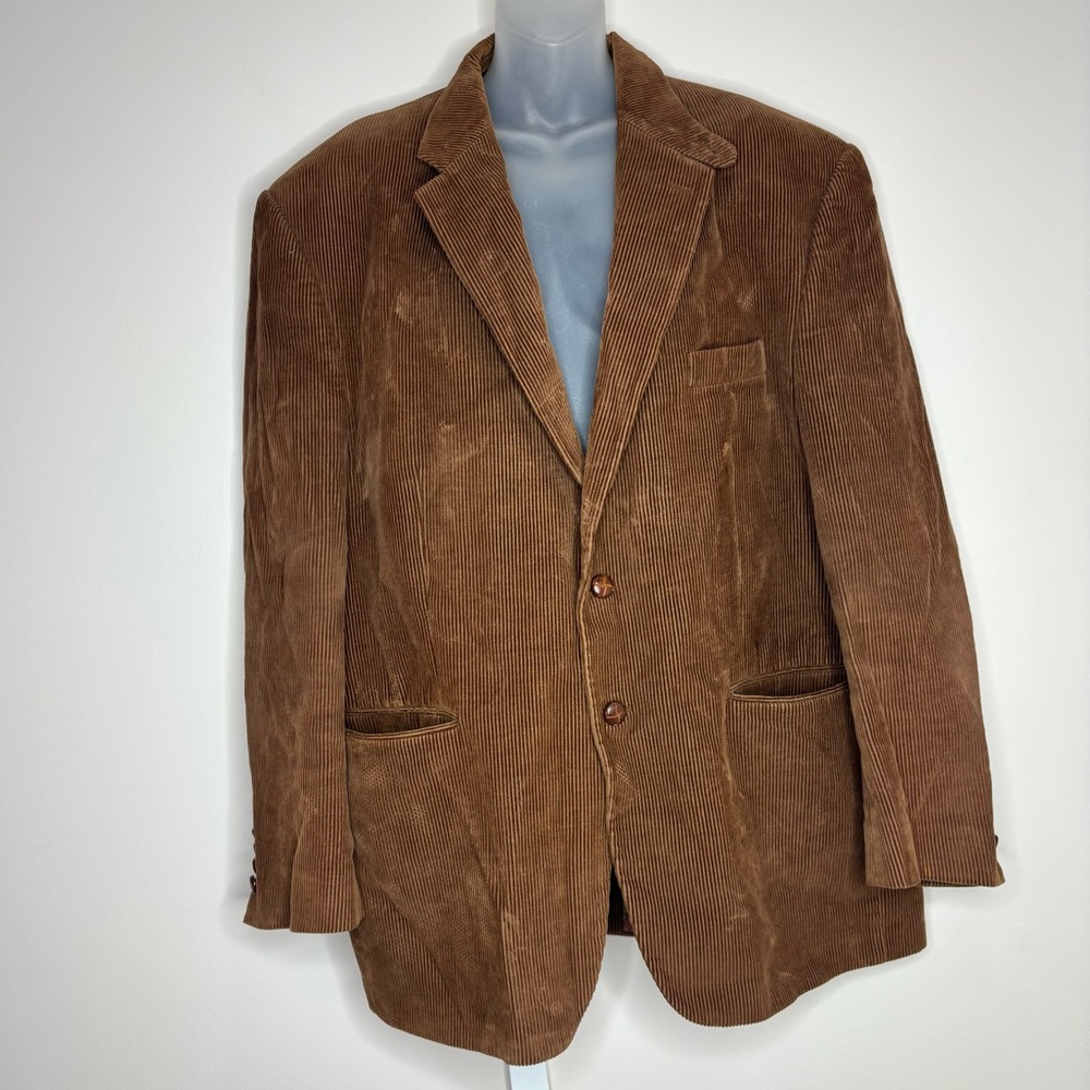 Lauren Ralph Lauren Vintage Corduroy Blazer elbow patches 100% Cotton Brown 46R